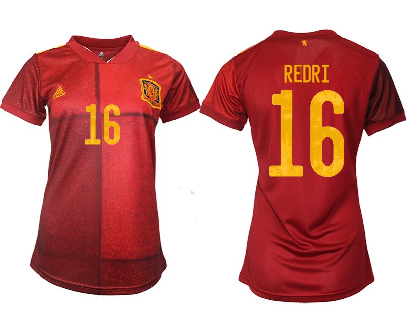 Women 2021-2022 Club Spain home aaa version red #16 Soccer Jerseys